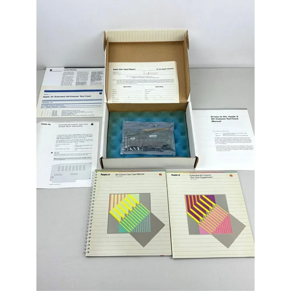 New Open Box Vintage Apple IIe Extended 80 Column Text Card Manual Chip 607-0103